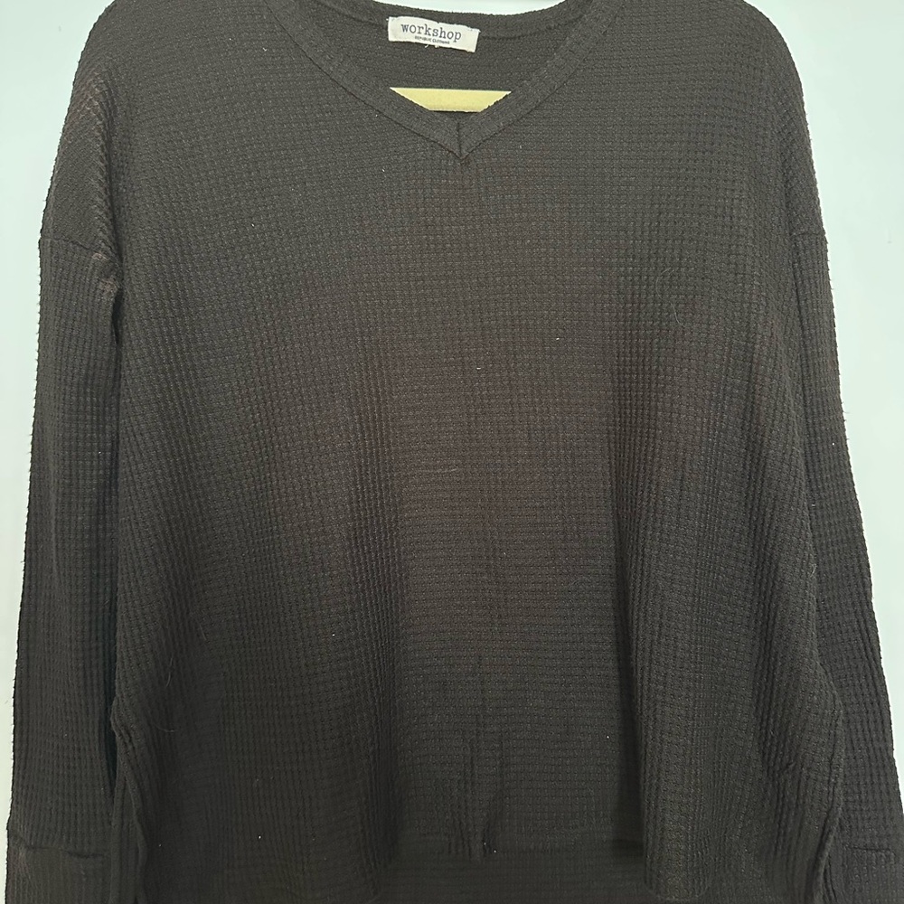 Workshop Republic Clothing Charcoal V-Neck waffle knit Sweater